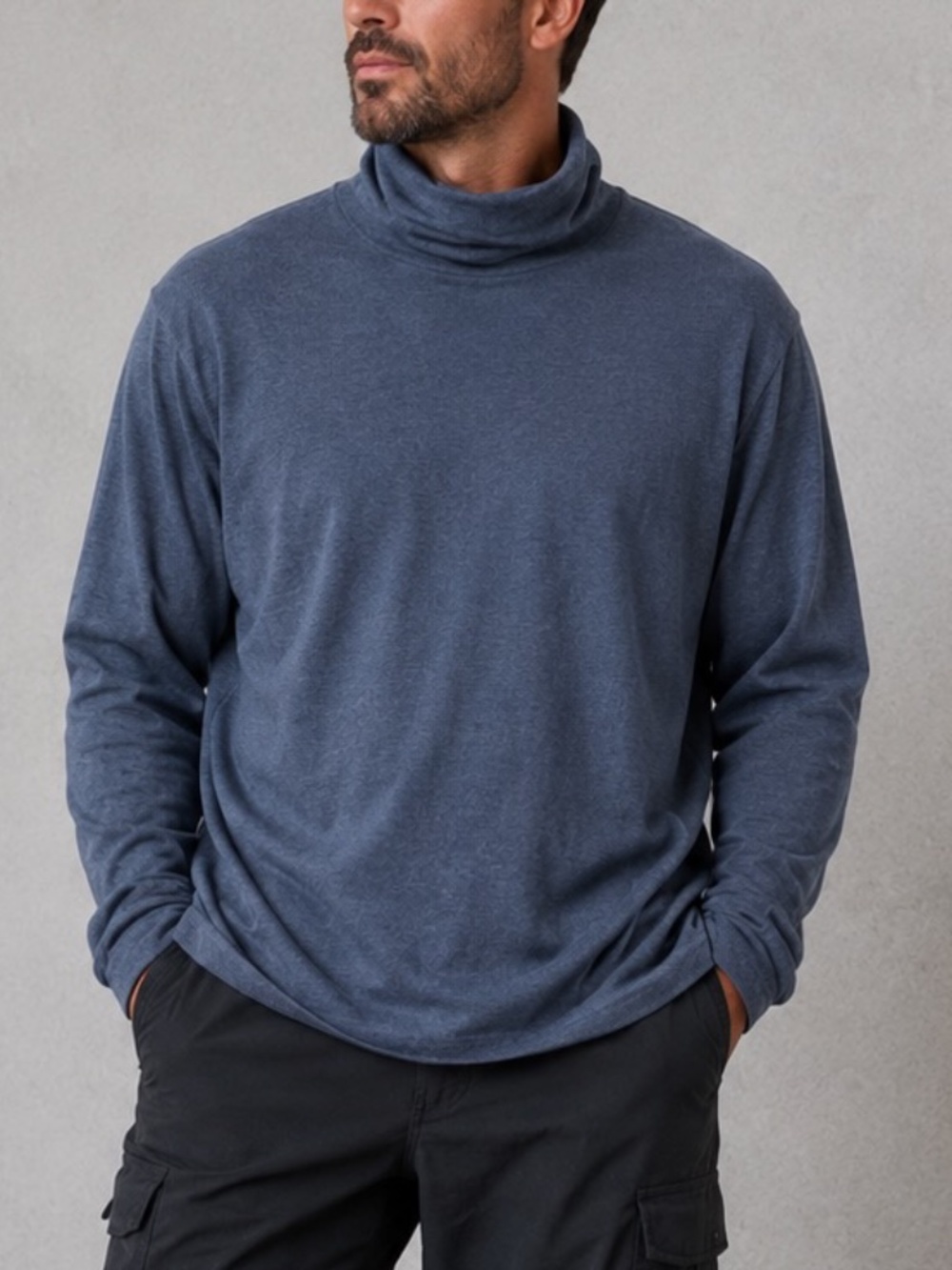 Mountain Ridge Long Sleeve Mock Neck Shirt Mens Size Large Blue Layers Gorp